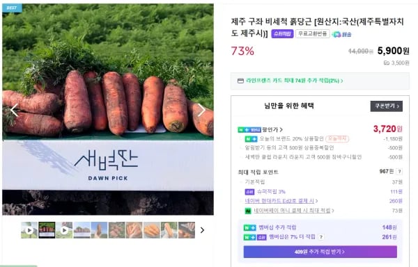 제주 구좌 비세척 흙당근