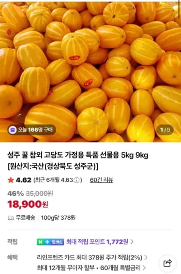 성주 꿀 참외 로얄과 5kg 10-17과