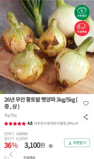 무안 황토밭 햇양파 3kg