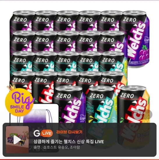 웰치스 제로 355ml 외 다양 포도 12캔 샤인머스캣 6캔 애플망고 6캔 총 24캔