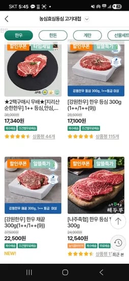한우 등심 600g (1++)
