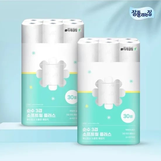 잘풀리는집 순수3겹 소프트필플러스 화장지 25m 30롤 외 다양 2팩