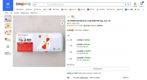 가농 무항생제 인증 금계란 특란 600g, 10구 외 다양