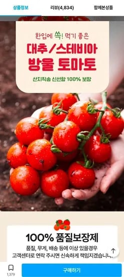 스테비아 방울토마토 2kg 외 그냥 방토 (9,610원/무료)