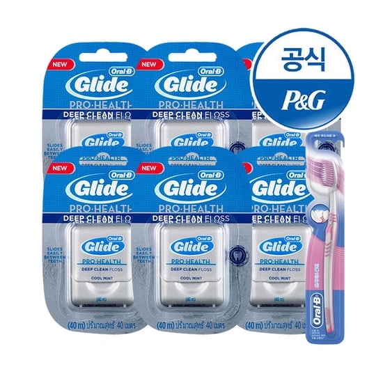오랄비 글라이드 딥 클린 40m 6개 + 칫솔 1입증정 (12,580원/무료배송)