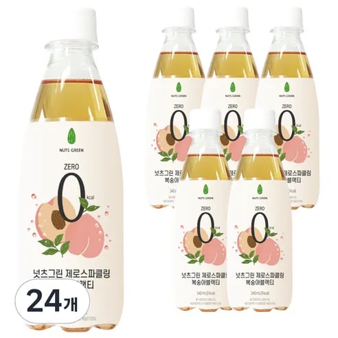 넛츠그린 제로 스파클링 복숭아 블랙티, 350ml, 24개 (18900/무료)