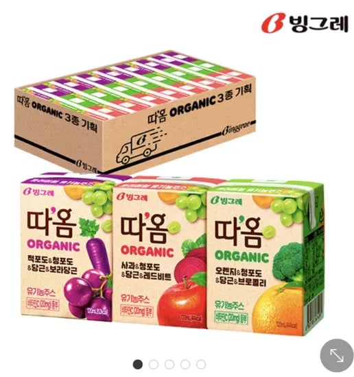 빙그레 따옴 오가닉 유기농주스 120ml 3종 24개 (17,000원) (무료)