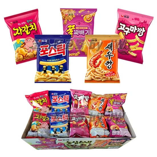 농심 과자 새우깡 스낵 박스 5가지맛 미니 봉지 과자 세트 모음 36개입 (21590/무료)