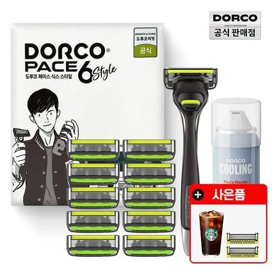 도루코 페이스6 스타일 기획세트2호 (면도기+면도날10+쉐이빙폼) + 스벅 깁티 (22,960원 / 무료)