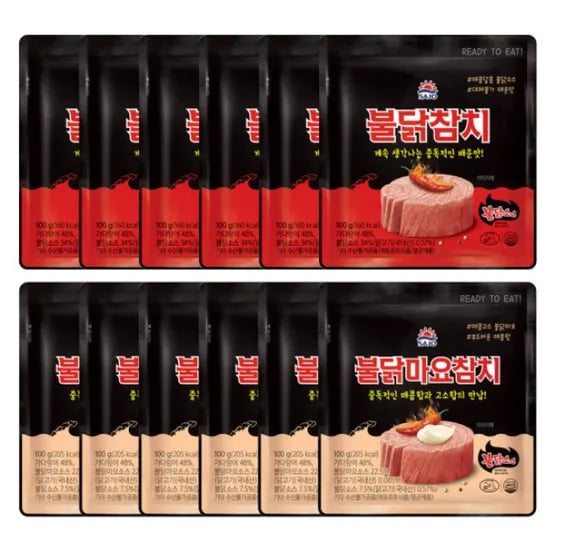 불닭 참치 2종 12개(불닭100g 6개 + 불닭마요100g 6개) (21470원/유료)