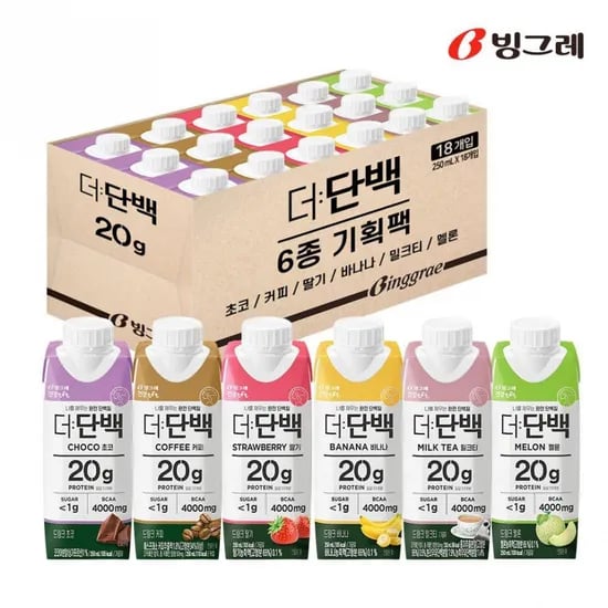 빙그레 더단백 250ml 6종 혼합 18개