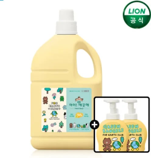 아이깨끗해 핸드워시 4.5L 리필 라인프렌즈 490ml 공용기 2개