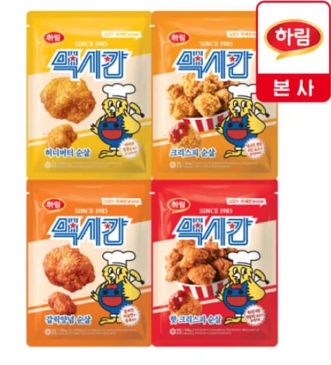 맥시칸 순살 치킨 4봉 크리스피 핫크리스피 허니버터 갈릭양념