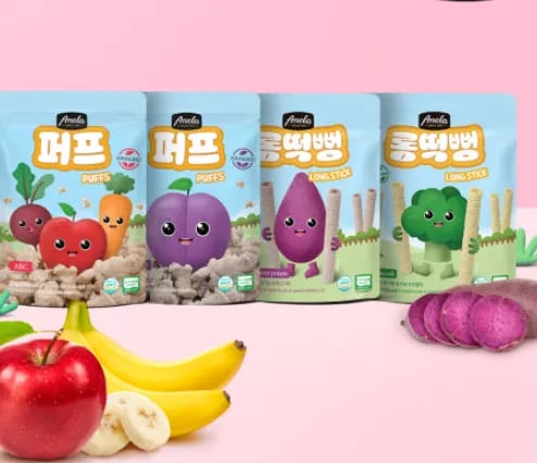 아넬라 유기농 쌀과자 퍼프&롱떡뻥 8봉