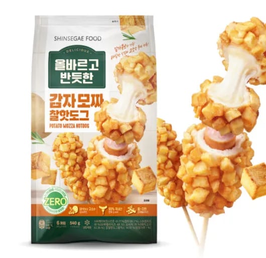 신세계푸드 올바르고 반듯한 감자 모짜 찰핫도그 90g 18개