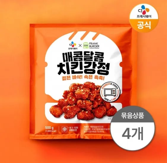CJ프레시웨이 매콤달콤 치킨강정 500g 4개