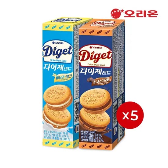 다이제샌드 바닐라밀크 5개 초코스프레드 5개