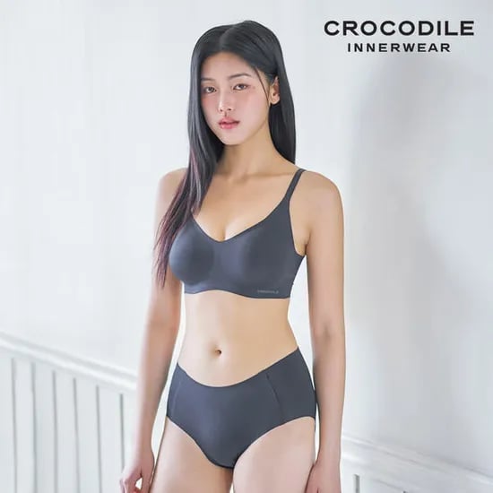 감탄브라 소프트 쿨인견 쉘론 볼륨핏 패드일체 후크형 브라+팬티 2종세트 블랙