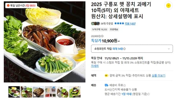 구룡포 햇 꽁치 과메기 5미(10쪽)