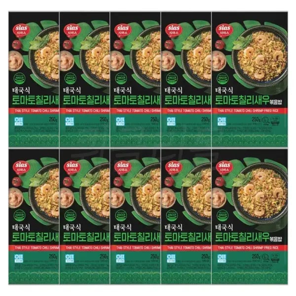 시아스 태국식 토마토 칠리새우 볶음밥 250g 10개