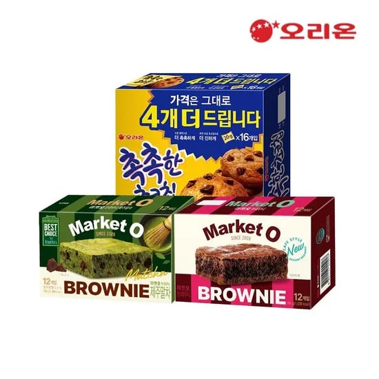 오리온 촉촉한초코칩16p+브라우니말차12P+브라우니12p 삼성월렛 (11,990원/무료 배송)