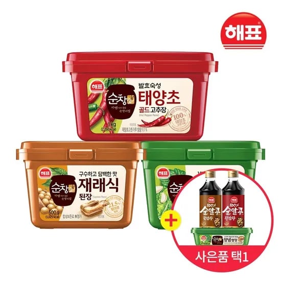 해표 태양초 고추장 1kg 양념쌈장 500g 된장 500g