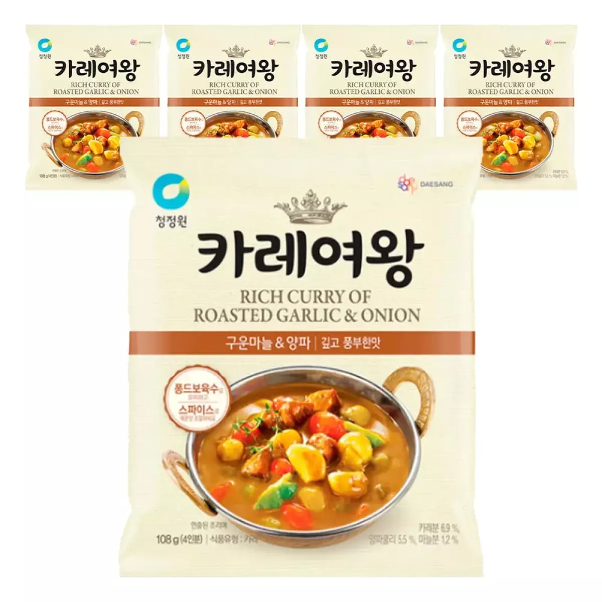 청정원 카레여왕 구운마늘 앤 양파(분말) 108g 5개 (9,860원) (무료)