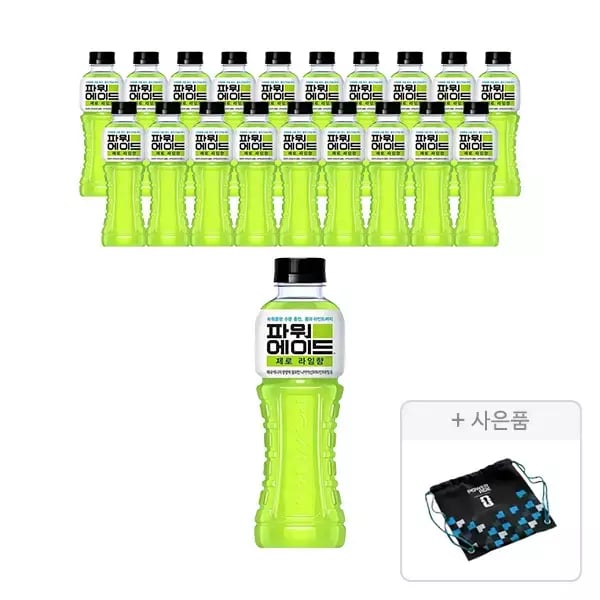 파워에이드 제로 라임 600ml, 20개 + 증정(월드컵 슈즈백, 주문시 100% 증정) (15,150(t멤)) (무료)
