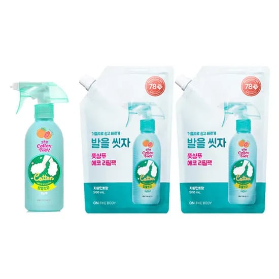 온더바디 발을씻자 코튼풋샴푸, 385ml 자몽 + 리필 자몽 500ml, 2개 (14,900원, 무료배송)