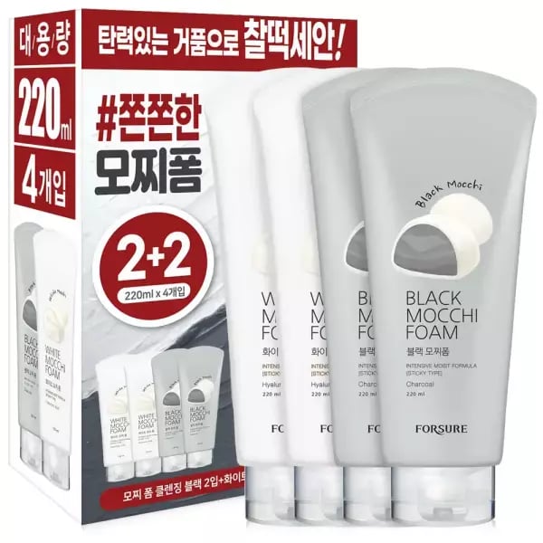 쫀쫀한 거품 대용량 모찌폼클렌징 220mlX4개 클렌징폼 (11900원,무료배송)