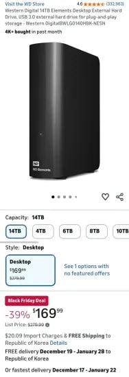 Western Digital 14TB 외장하드