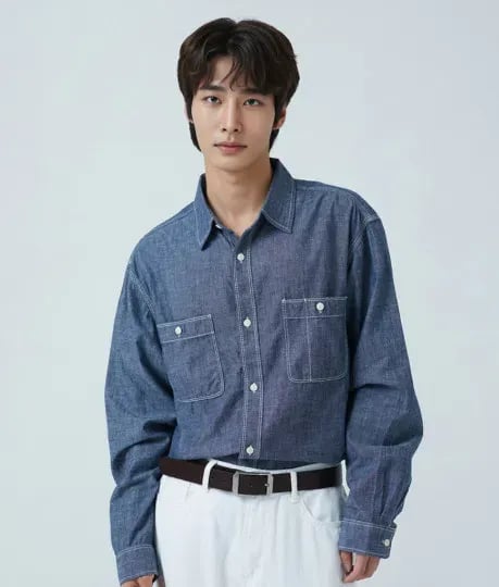 스파오 샴브레이 레귤러핏 셔츠 15,900원