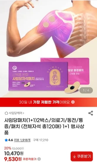 사임당 자석 패치 1+1 2박스 총120매