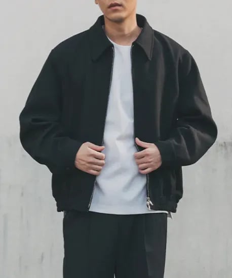 울 블렌디드 미니멀 블루종 자켓