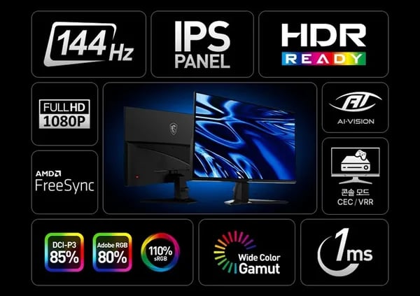 MSI G275L900 E14 IPS 게이밍 144 HDR AI Vision 무결점 모니터 (최종 111,050원)