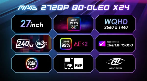 MSI MAG 272QP QD-OLED X24 WQHD 240 모니터 [ 최종 : 417,700원 ]