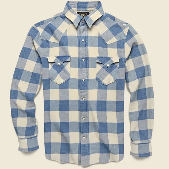 RRL 버팔로 웨스턴 셔츠 인디고 크림 M, L 사이즈 $180.75