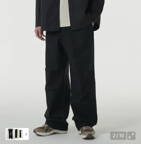 무탠다드 백 사틴 파라슈트 팬츠 블랙 10000원