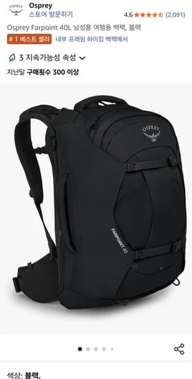 오스프리 파포인트 40L 블랙