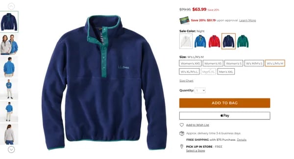 llbean 엘엘빈 플리스 풀오버 57.59$