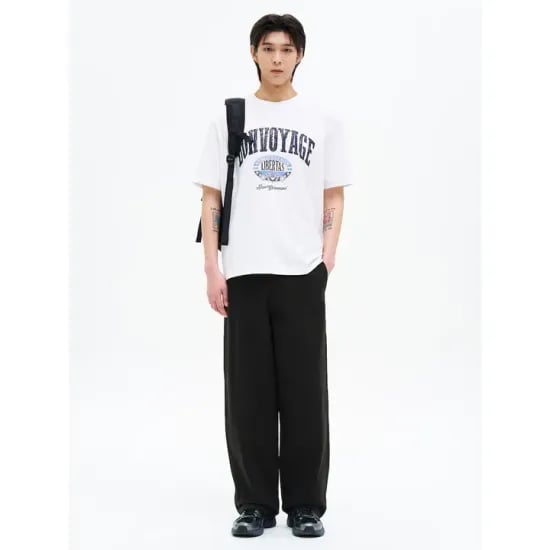에잇세컨즈 코튼 워시드 퍼티그 팬츠 블랙