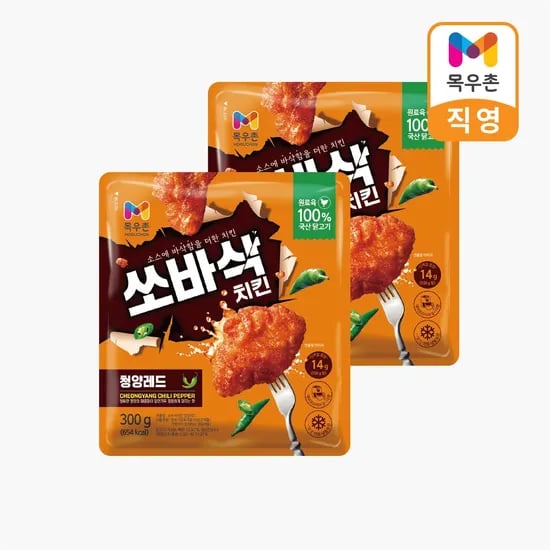 기한임박) 목우촌 쏘바삭 치킨 청양레드맛 300g x 2개