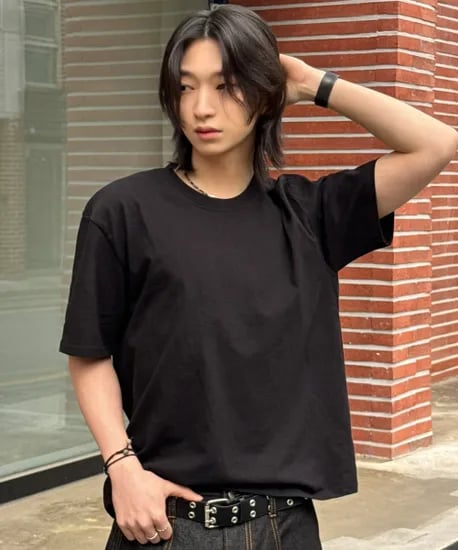 시그니처 크롭 반팔 티셔츠[블랙]