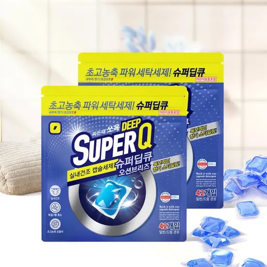 슈퍼딥큐 캡슐세제 42개 2개입 오션브리즈 실내건조