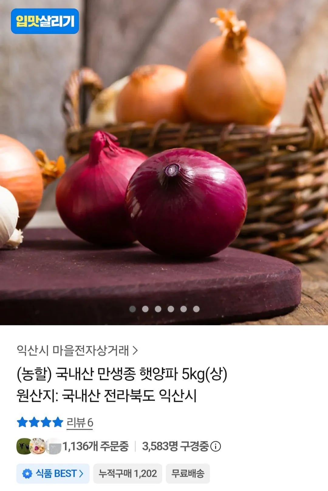국내산 만생종 햇양파 5kg(상)