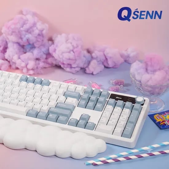 큐센 블루투스 기계식 키보드 세트 Q104 LCD