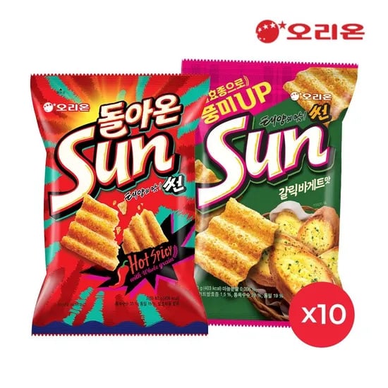 오리온 썬 핫 스파이시 10봉+갈릭바게트 10봉