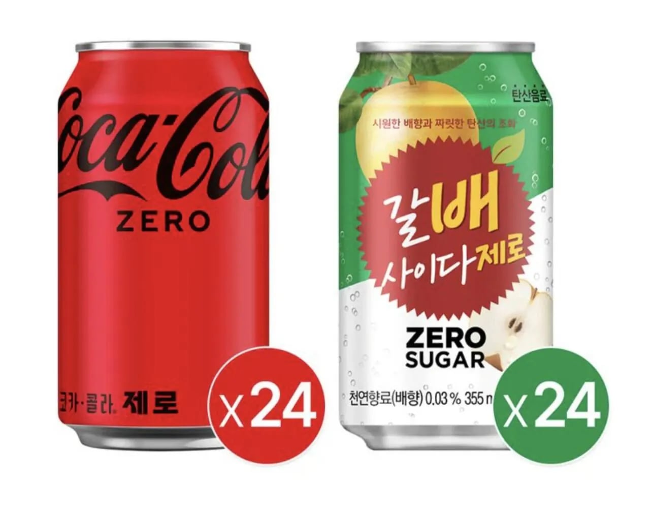 코카콜라 제로 350ml 24입+갈배사이다제로 355ml 24입