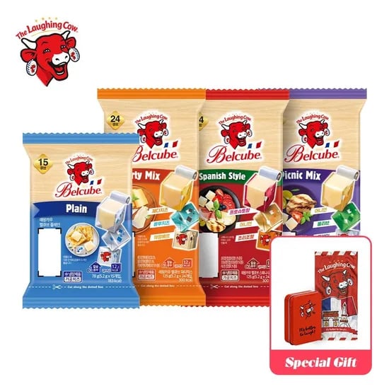 래핑카우 벨큐브 4종 총 4팩 87입 + 틴케이스 증정