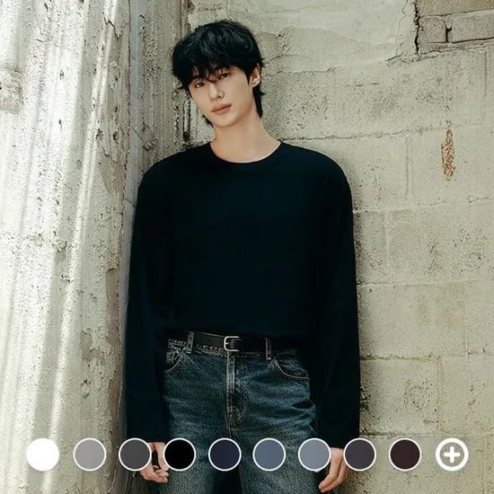 지오다노 코튼 저지 크루넥 솔리드 긴팔티
